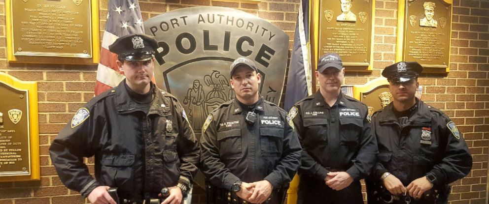 PHOTO: The The Port Authority Police Department officers involved in apprehending a terror suspect in New York City Dec. 11, 2017. L to R: Sean E. Gallagher, Drew M. Preston, John F. (Jack) Collins, Anthony J. Manfredini