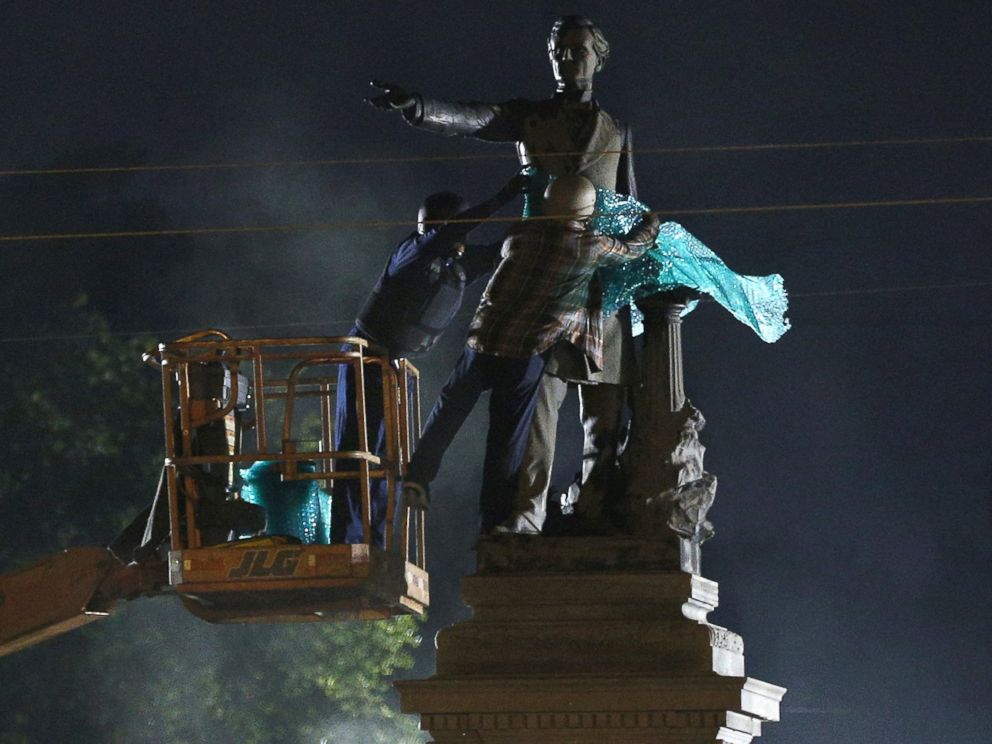 Dueling Protests as Jefferson Davis Monument Removed in New Orleans