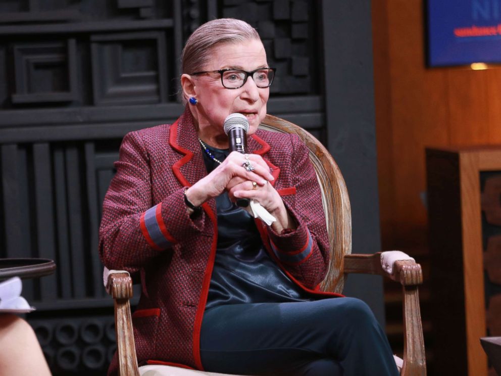 PHOTO: Associate Justice of the Supreme Court of the U.S. Ruth Bader Ginsburg speaks during the Cinema Cafe with Nina Totenberg during the 2018 Sundance Film Festival at Filmmaker Lodge, Jan. 21, 2018, in Park City, Utah.