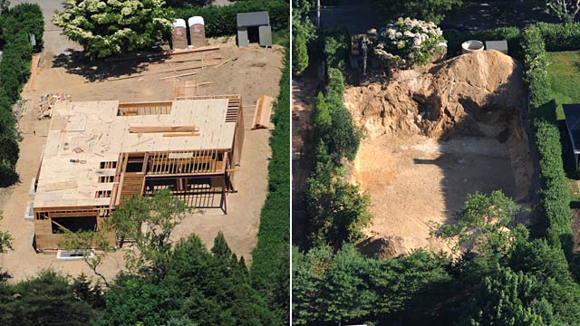 PHOTO: Aerial before and after of Southampton home construction