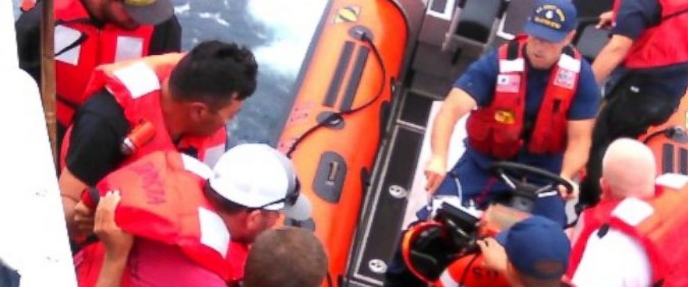 PHOTO: US Coast Guard assisted passengers and crew following good Samaritans rescue off the coast of San Diego, CA.