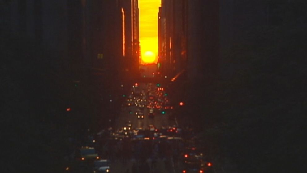Twice a year, the sun sets in perfect alignment with Manhattans cross-streets.