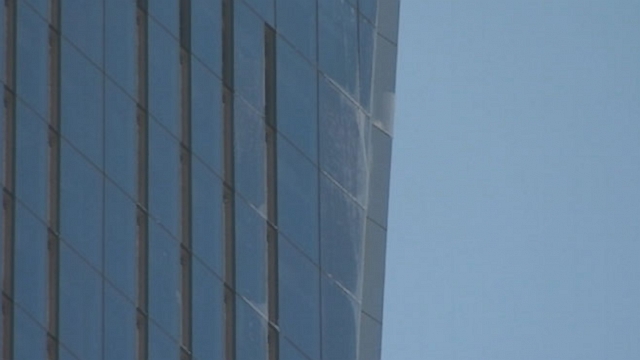 Pedestrians are re-routed to avoid potential danger around Manhattans tallest building.