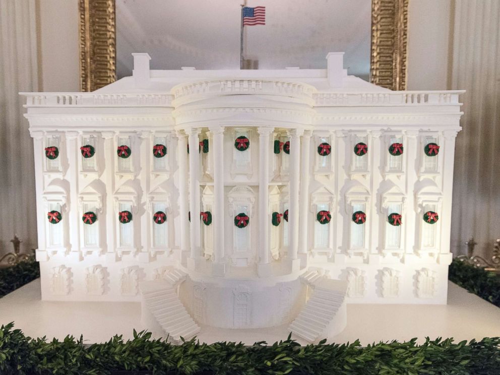 PHOTO: The gingerbread White House stands in the East Dining Room during a media preview of holiday decorations at the White House, Nov. 27, 2017.