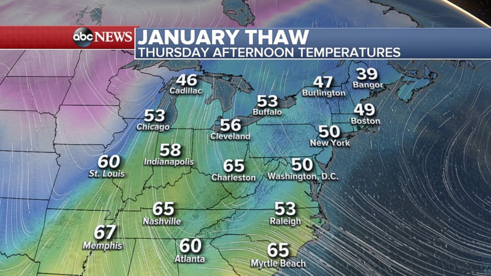 PHOTO: Thawing temperatures are expected to continue for the eastern U.S. into Thursday.
