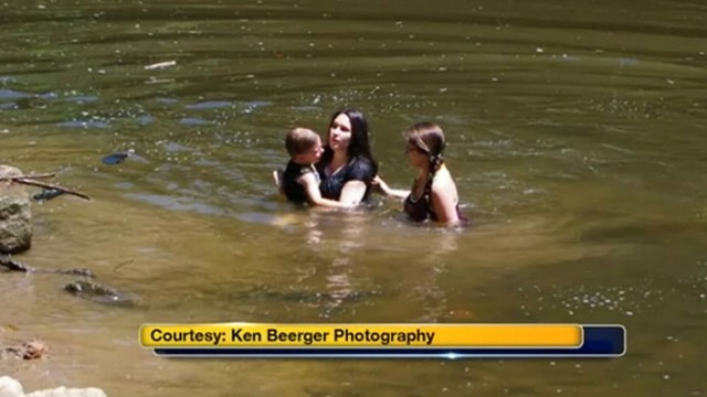 VIDEO: Bride-to-be jumped into action after she noticed a young boy struggling to keep his head above water.
