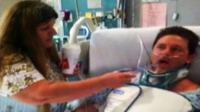 VIDEO: Mike Patterson broke his during rescue of a 4-year-old from a Georgia stream.