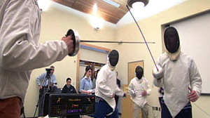 PHOTO Some students at the Perkins School for the Blind participate in fencing.