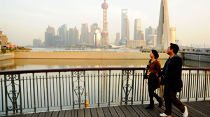 PHOTO Across the country, China is spending $100 billion on infrastructure, twice the amount President Obama has requested in the United States. The Shanghai skyline, with towering skyscrapers, was built in record time, just two decades.