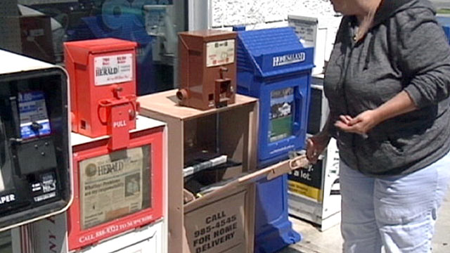 PHOTO: Newspaper thefts are on the rise, due to extreme savers who want more coupons.