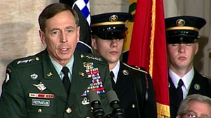 PHOTO General David H. Petraeus, right, speaks to 120 World War II veterans who helped liberate the Nazi concentration camps