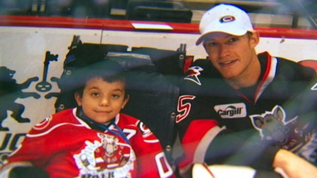 PHOTO: Zach Bennett, an 11-year-old with a degenerative bone disease that took both of his legs, found hope and inspiration in his favorite hockey team, the Albany River Rats.