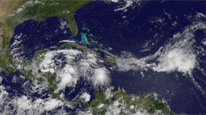 PHOTO The GOES-13 satellite captured a visible image on June 25 at 10:45 a.m. EDT of System 93L in the western Caribbean Sea which may become Tropical Storm Alex.