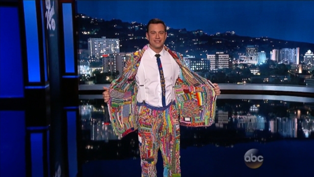 Jimmy Kimmel Dons Colorful Loom Suit