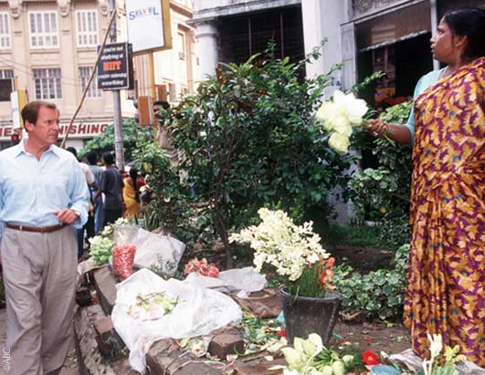 Peter Jenninga in India for Mother Theresa's funeral