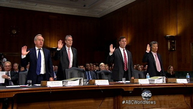 VIDEO: Exec steps down during blistering Senate hearing.