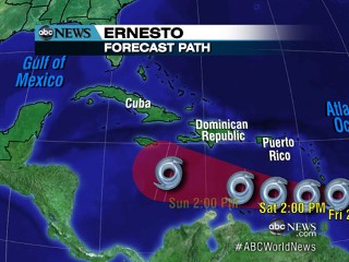 Watch: Ernesto Heads Toward East Coast