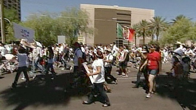 VIDEO: Barbra Pinto talks to illegal immigrant and supporters of the controversial law.