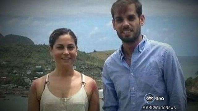 VIDEO: Dan, Kate Suski swim across shark-infested waters after fishing boat sinks in St. Lucia.