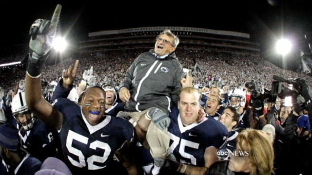VIDEO: Mourners gather at the college to honor the legendary Penn State coach.