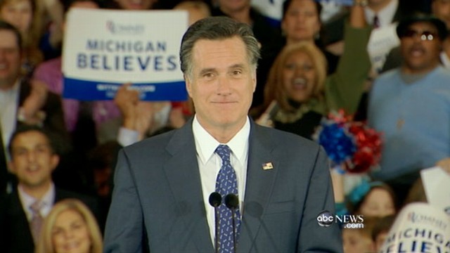 VIDEO: Winner of the Michigan and Arizona primaries, Mitt Romney looks ahead.