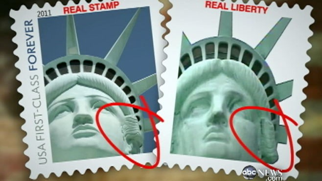VIDEO: Postal Service admits the Lady Liberty stamp does not show the actual statue.