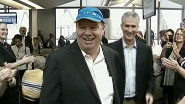 VIDEO: Tom Stuker is honored for being first United customer to fly 10 million miles.