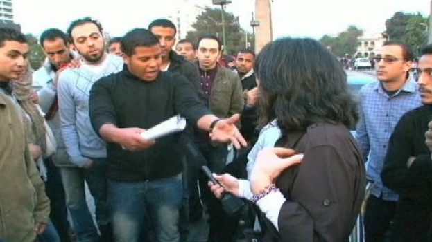 VIDEO: ABC News reporter Christiane Amanpour is confronted by protestors.