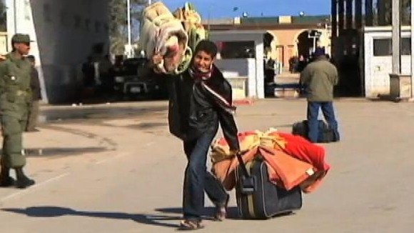 VIDEO: ABC?s Jeffrey Kofman speaks with some of the growing group fleeing Libya.