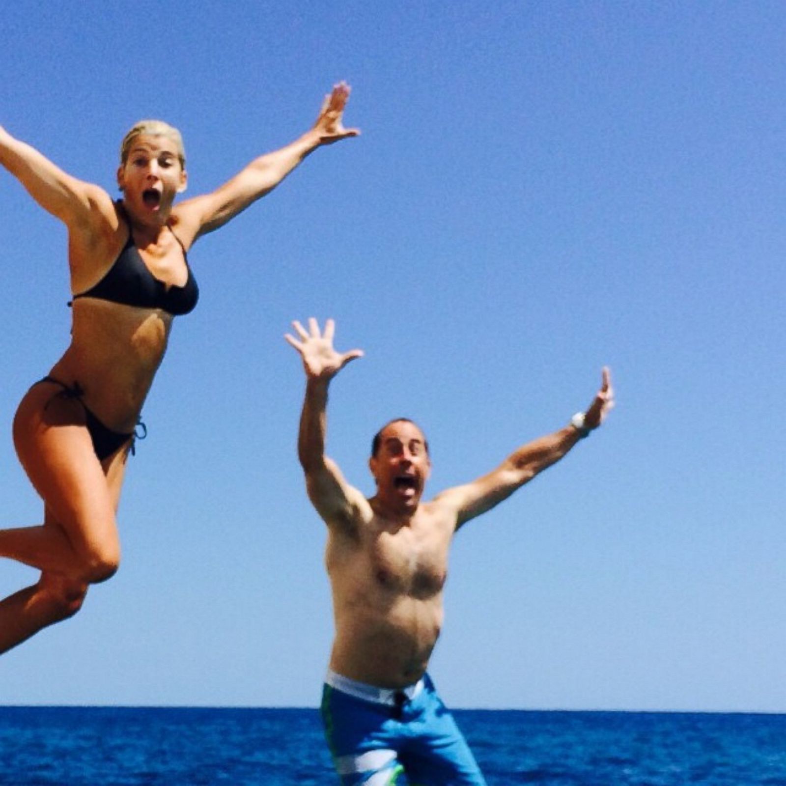 Jessica And Jerry Seinfeld Jump Into The Sea Picture Celebrities On.