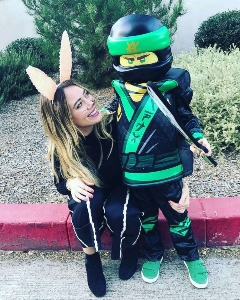 PHOTO: Hilary Duff with son Luca Comrie dressed as a Lego ninja.
