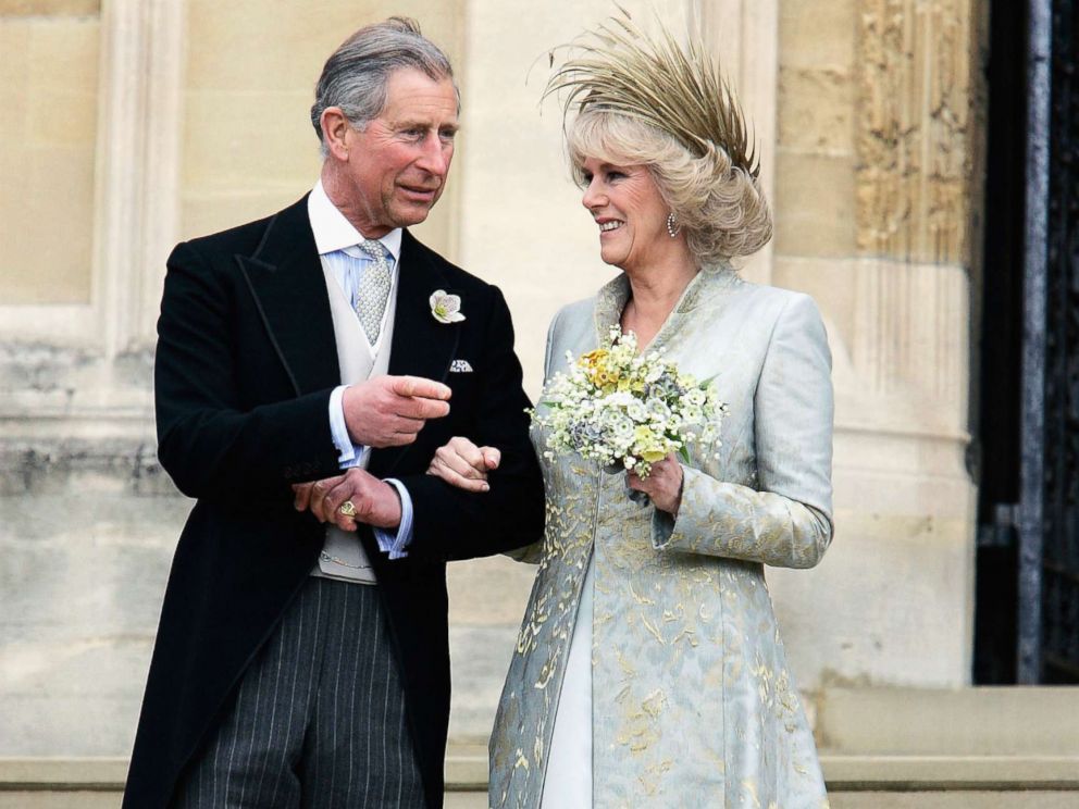 PHOTO: Prince Charles, and Camilla leave the Service of Prayer and Dedication blessing their marriage at Windsor Castle, April 9, 2005 in Berkshire, England.