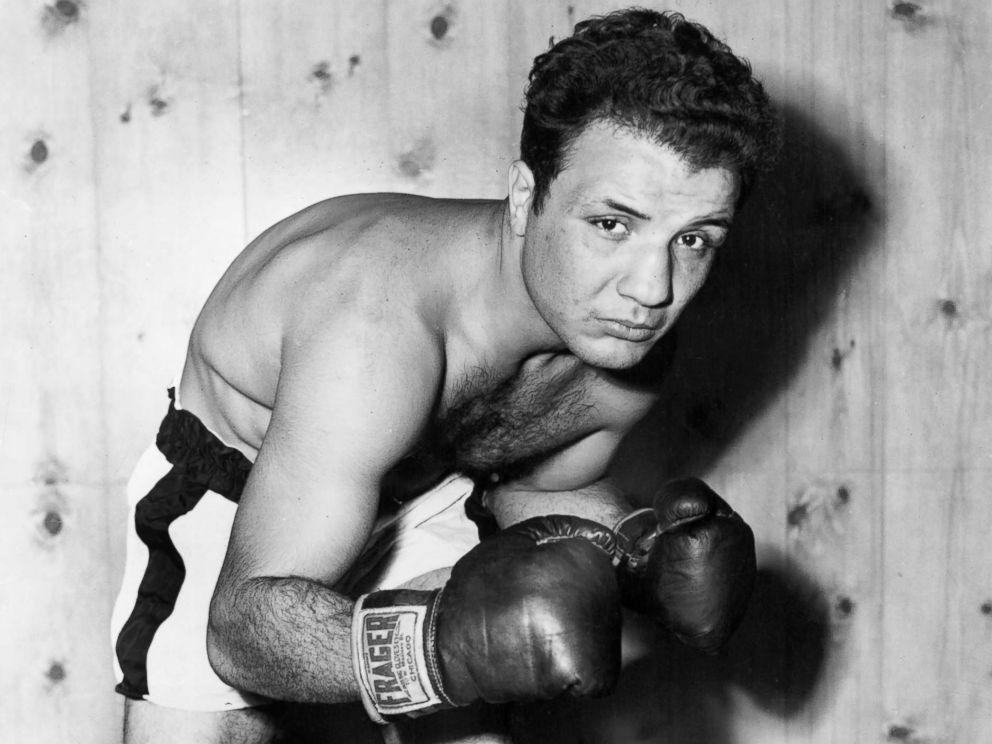 PHOTO: American contender for the Middleweight title, Jake La Motta, trains to meet Marcel Cerdan, the French middleweight champion, in Detroit, circa 1949.