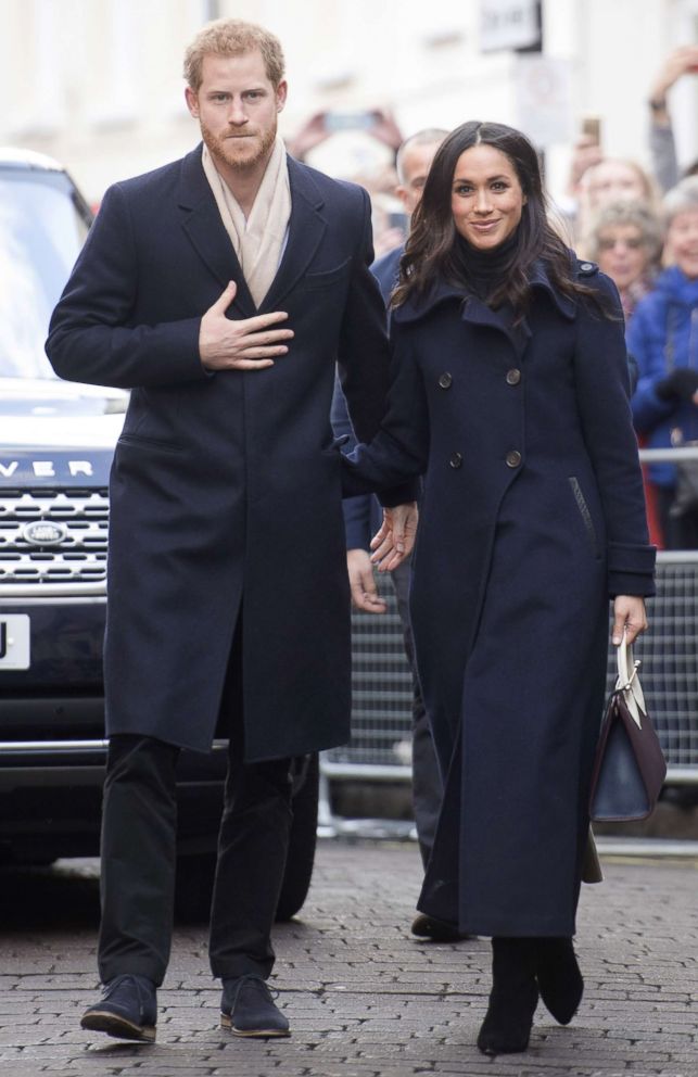   PHOTO: Prince Harry and his fiancee, American actress Meghan Markle, visits Nottingham for their first official public engagement together, on December 1, 2017 in Nottingham, England. 