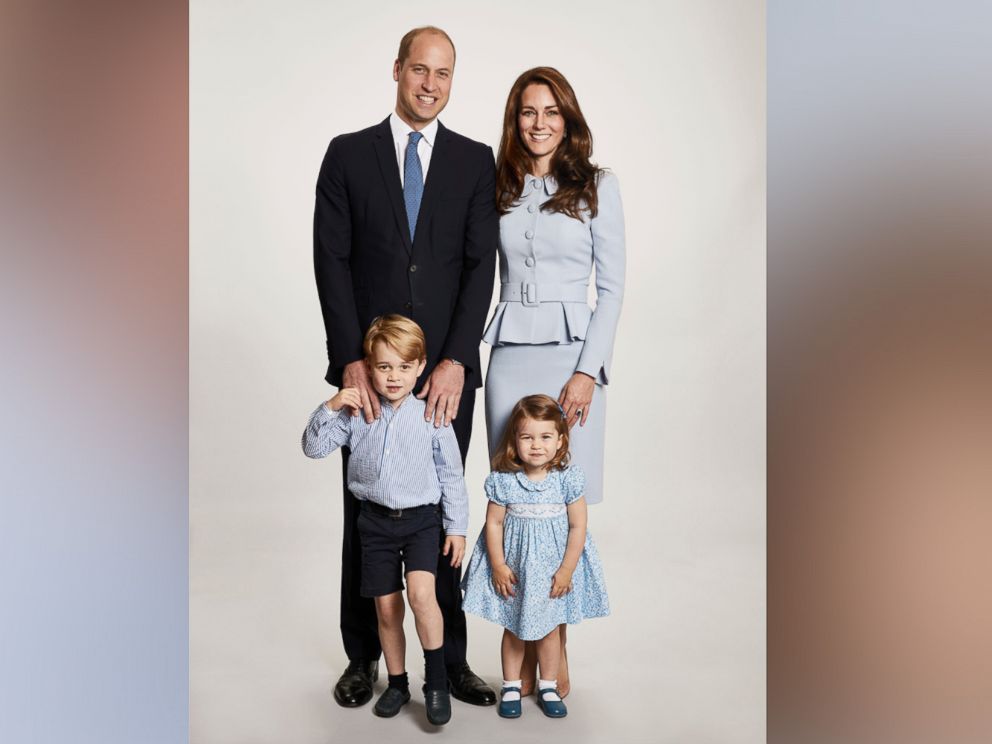 Britains Prince William and Kate, the Duchess of Cambridge pose with their children Prince George and Princess Charlotte, at Kensington Palace in this undated photo provided by Kensington Palace. The photo has been used on the Cambridges Christmas card.