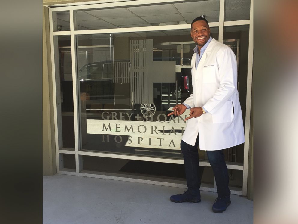 PHOTO: Good Morning America co-anchor Michael Strahan poses on the set of Greys Anatomy in California.