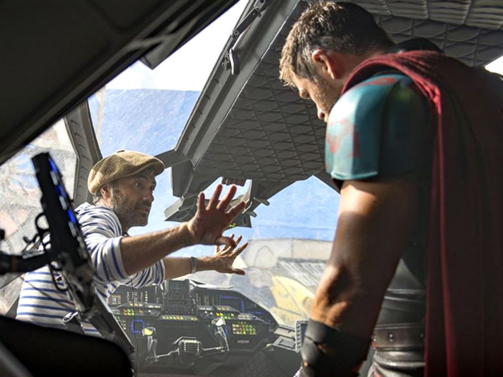 PHOTO: Director Taika Waititi, left, and actor Chris Hemsworth during filming of Thor: Ragnarok.