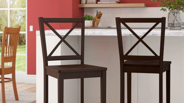 Andover Mills Powe Cross Back 24" Bar Stool (Set of 2)