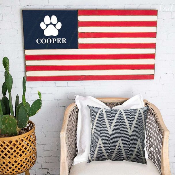 Rustic Marlin: Personalized Wooden American Flag