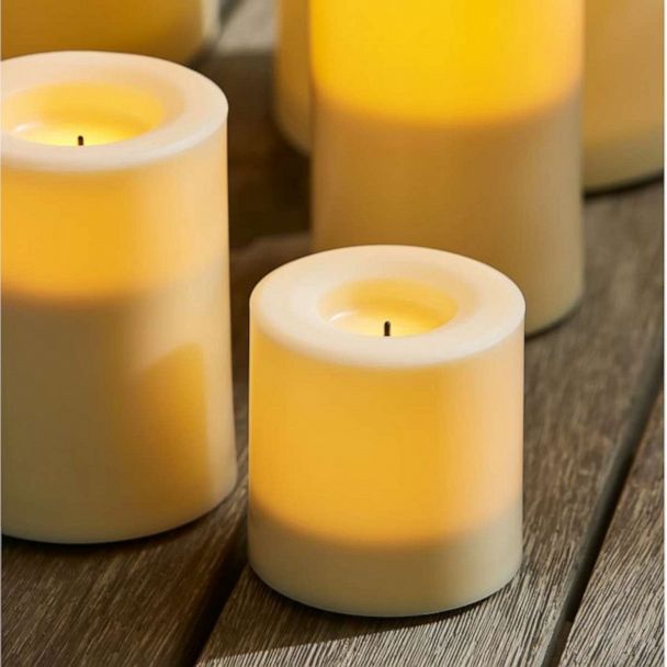 Outdoor Flickering Flameless Pillar Candles, 3x3