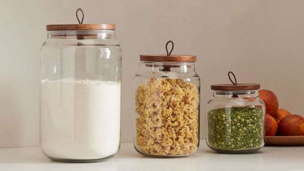 Glass Kitchen Canisters with Wood Tops