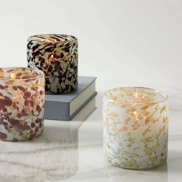 Speckled Mexican Glass Votives in Grey