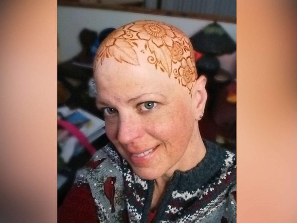 PHOTO: Yvonne Stevens, 52, of Olympia, Washington, displays her henna crown created by Sarah Walters.