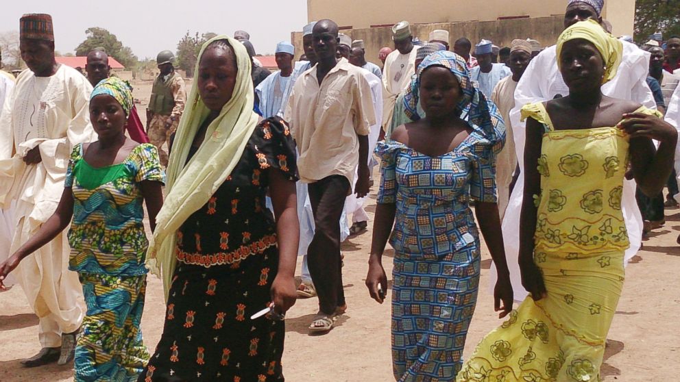 PHOTO: Four female students of the government secondary school Chibok