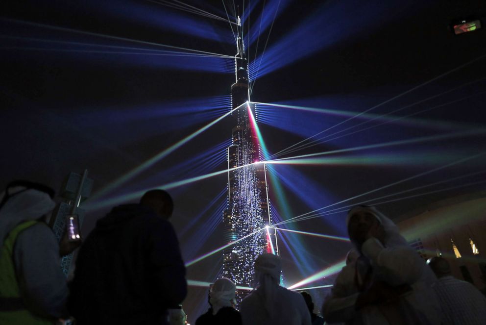 PHOTO: The Burj Khalifa lit up ready to usher in the New year during New Years celebrations in Dubai, United Arab Emirates, Dec. 31, 2017. 