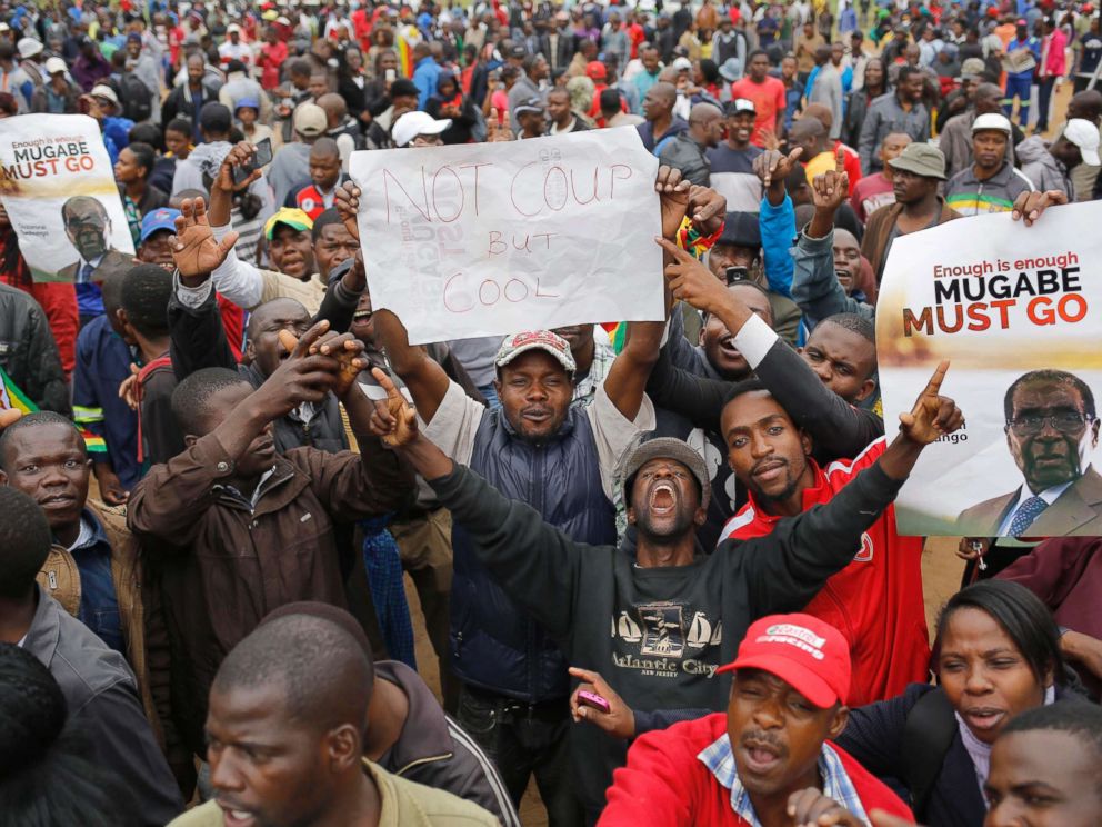 PHOTO: People take to the streets as part of the mass action protests against President Robert Mugabe, in Harare, Zimbabwe, Nov. 18, 2017. 