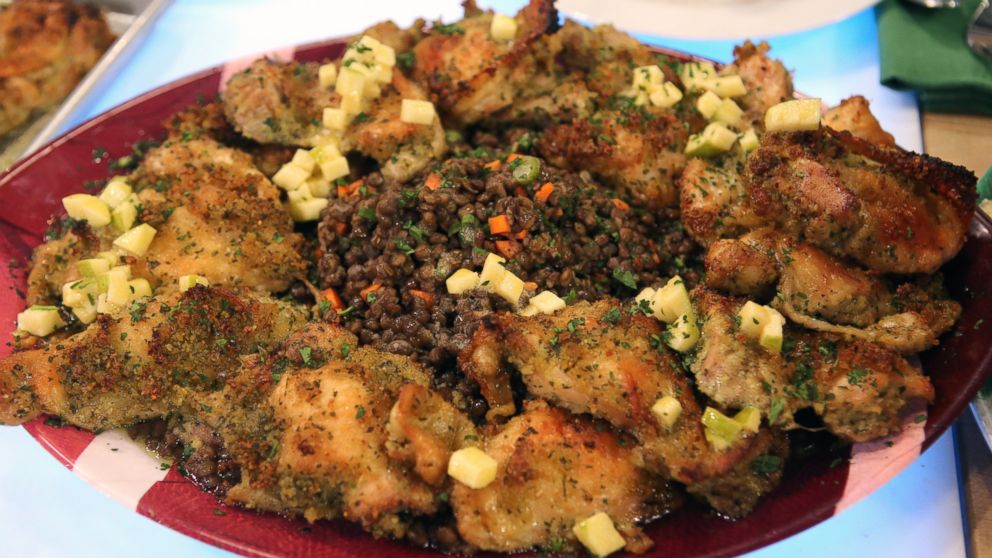 BBQ Chicken Thighs with Lentils and Green Apple Vinaigrette Recipe ...
