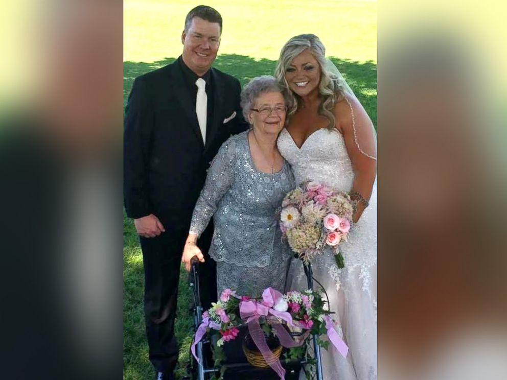 PHOTO: Bride Abby Mershons 92-year-old grandmother, Georgiana Arlt, grinned from ear to ear as she served as the flower girl on July 1, 2017.
