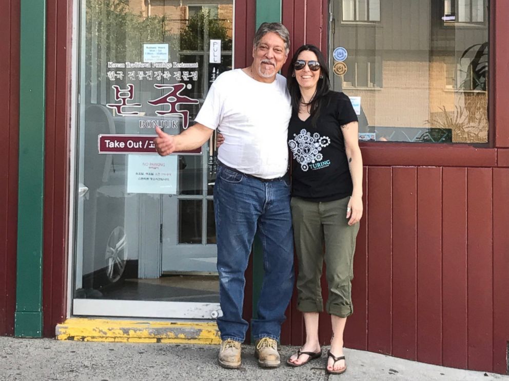 PHOTO: Al Annunziata, 63 and his daughter, Jyll Justamond, stand in front of what used to be the bar Annunziata worked in 40 years ago in Palisades Park, New Jersey.
