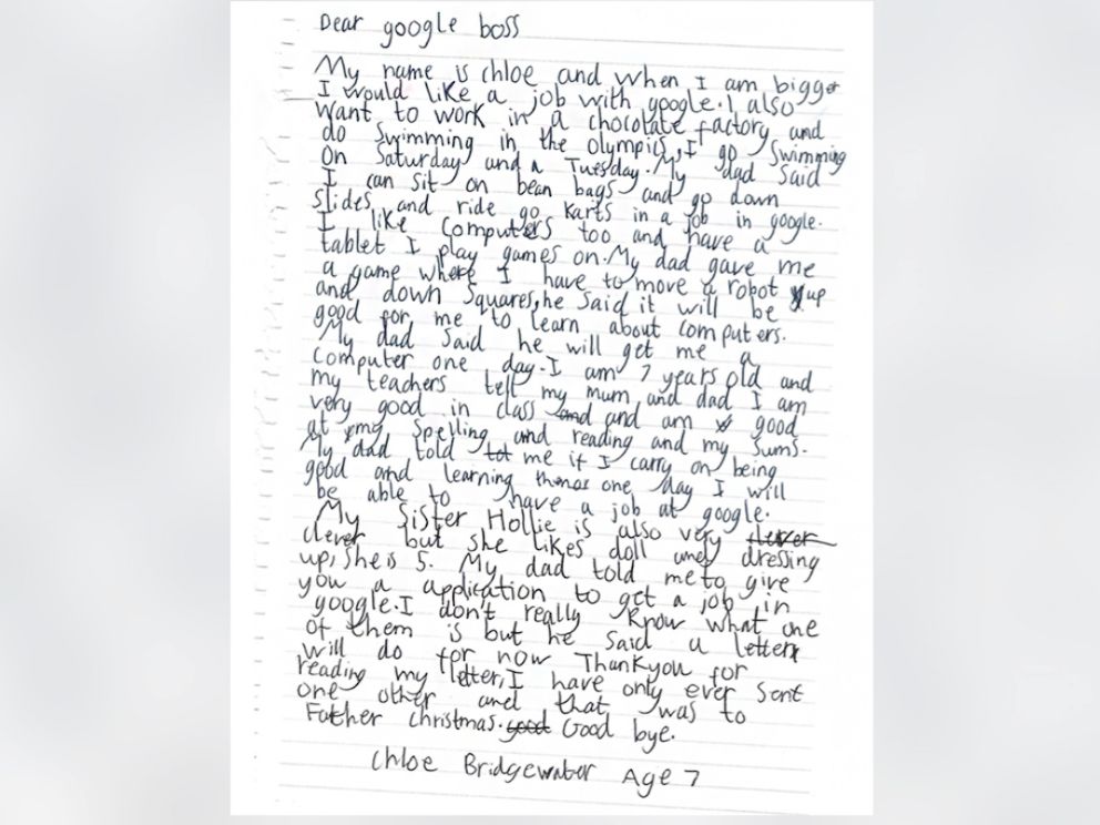 Google CEO responds to 7-year-old girl's letter, tells her to apply ...